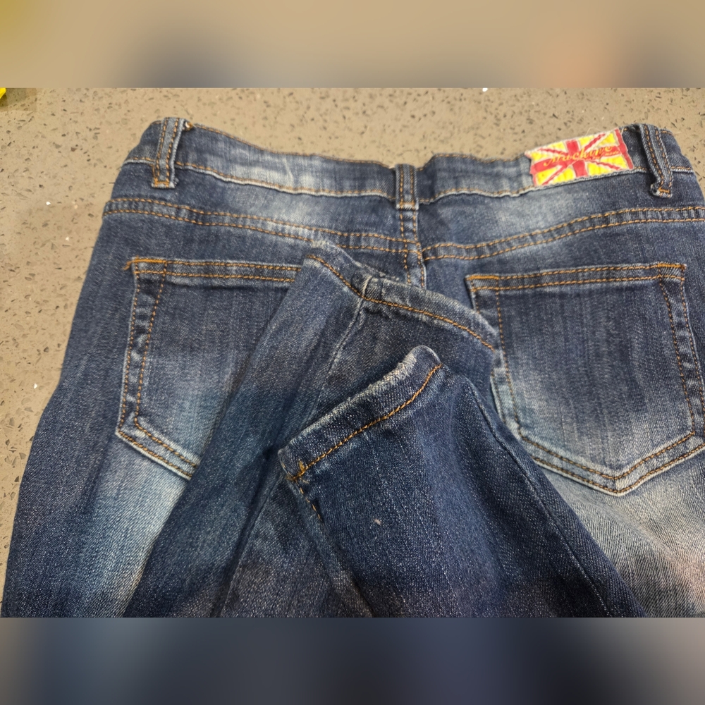 Machine Distressed Blue Jeans - Picture 4 of 6